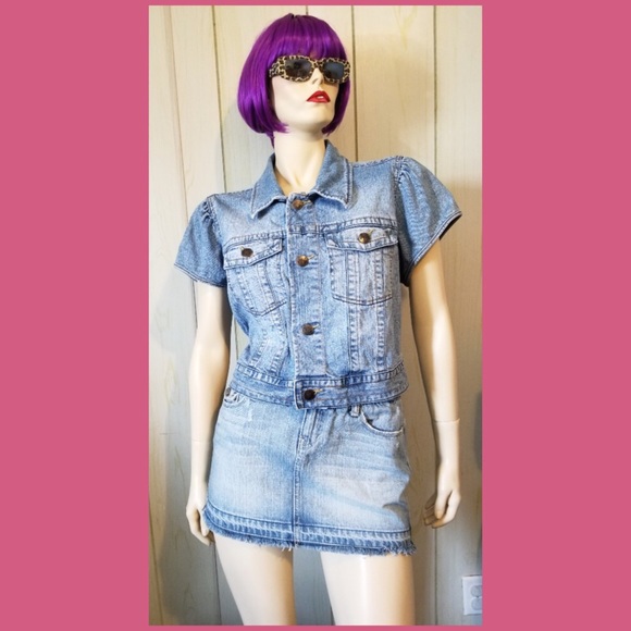 Vintage Y2K Venezia Cropped Blue Denim Buttondown Jean Jacket - Picture 8 of 8